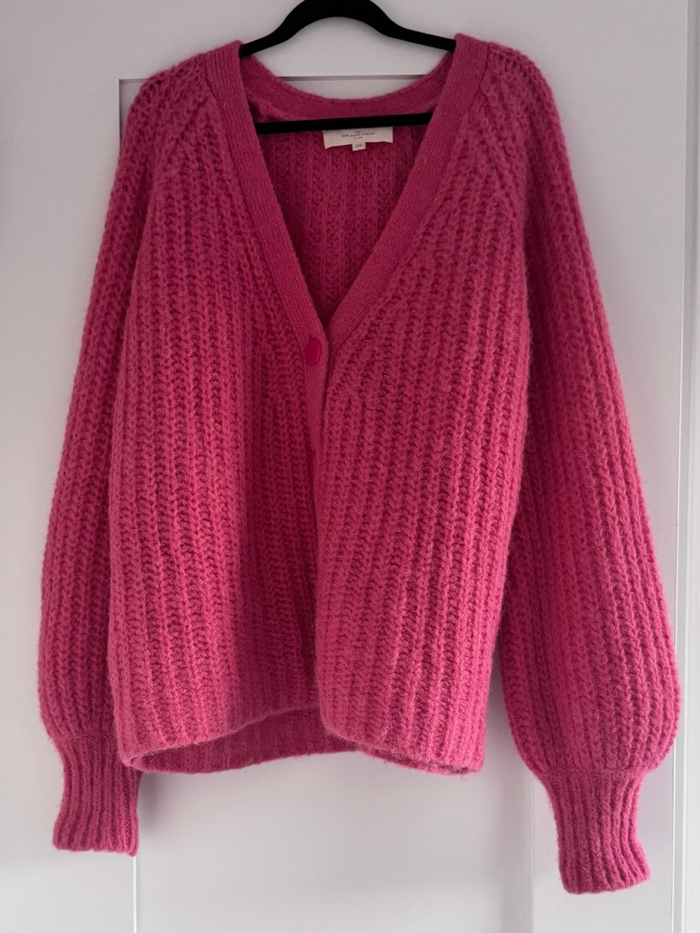 Sezane Basile Cardigan Pop Pink Alpaca Wool Chunky Knit Sweater XS - Picture 5 of 12